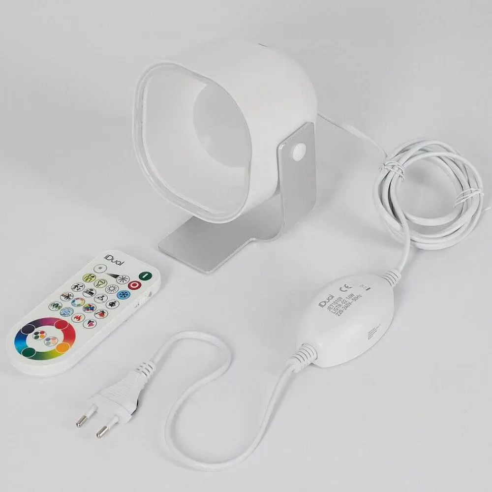 hofstein Lampe De Table Ledo Argente, 1 Lumiere, Telecommandes, Changeur De Couleurs