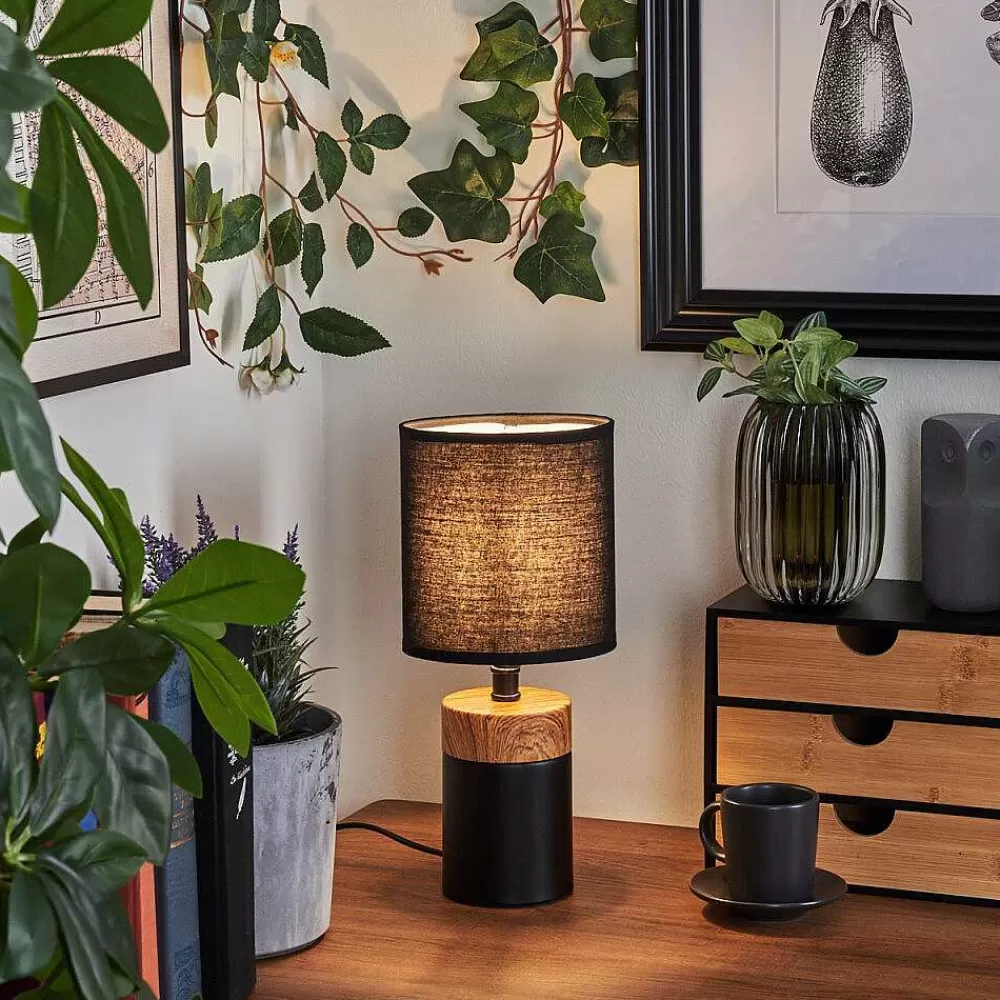 hofstein Lampe De Table Lorrain Couleur Bois, 1 Lumiere