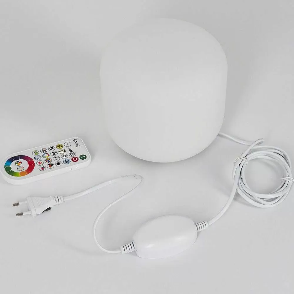 hofstein Lampe De Table Loural Led Nickel Mat, 1 Lumiere, Telecommandes, Changeur De Couleurs