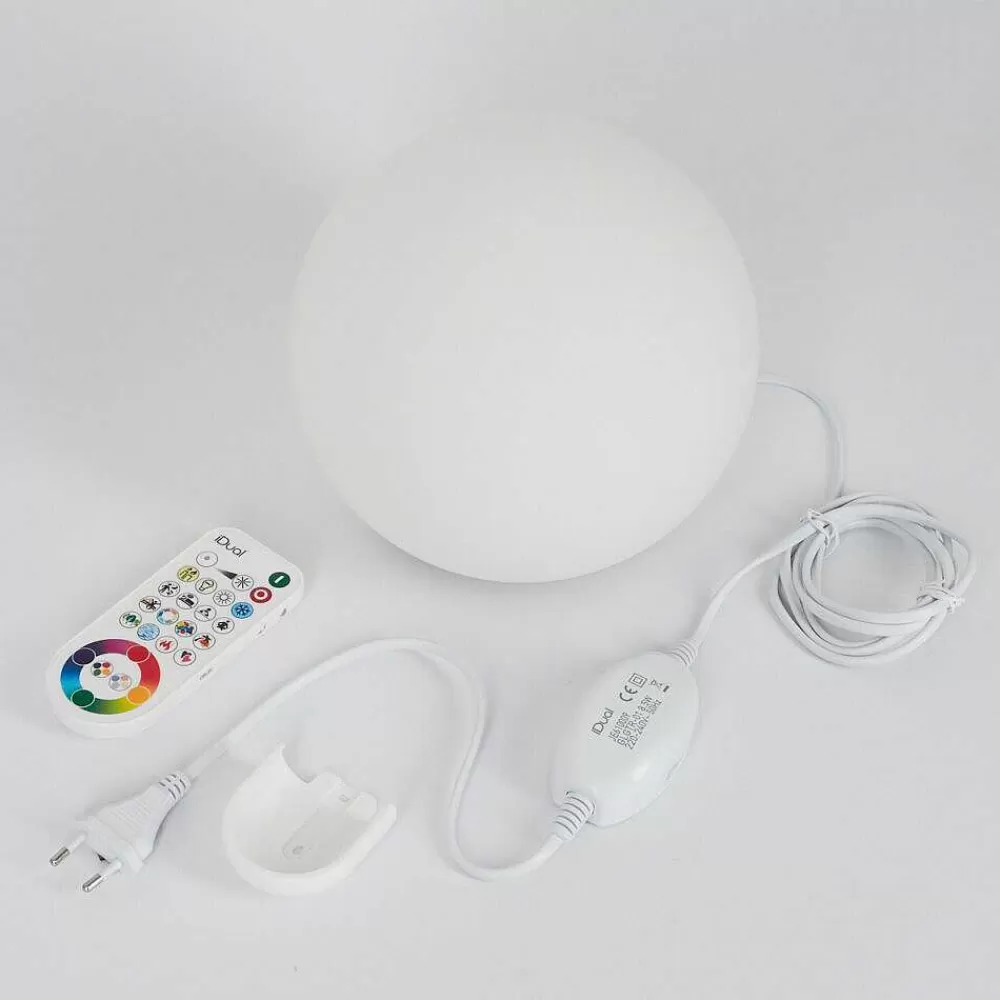 hofstein Lampe De Table Loural Led Nickel Mat, 1 Lumiere, Telecommandes, Changeur De Couleurs