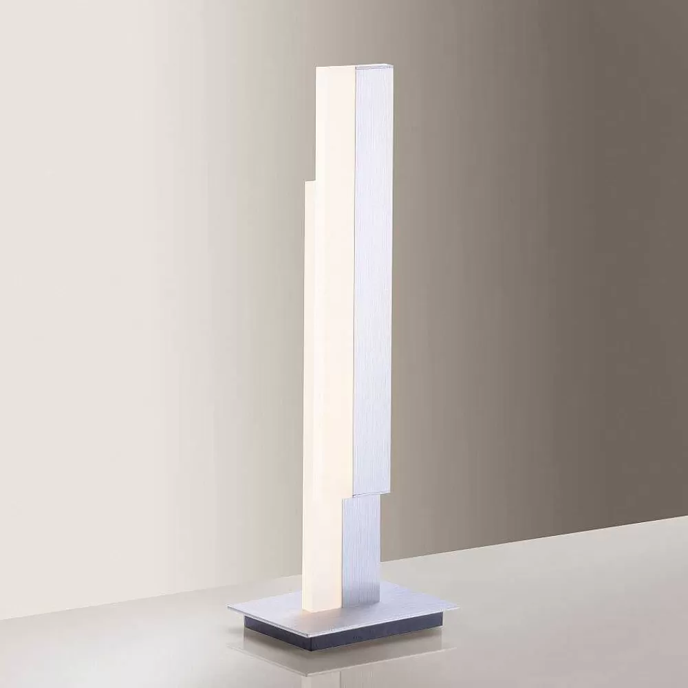 Paul Neuhaus Q-Serie Lampe De Table Paul Neuhaus Q-Tower Led Aluminium, 2 Lumieres, Telecommandes
