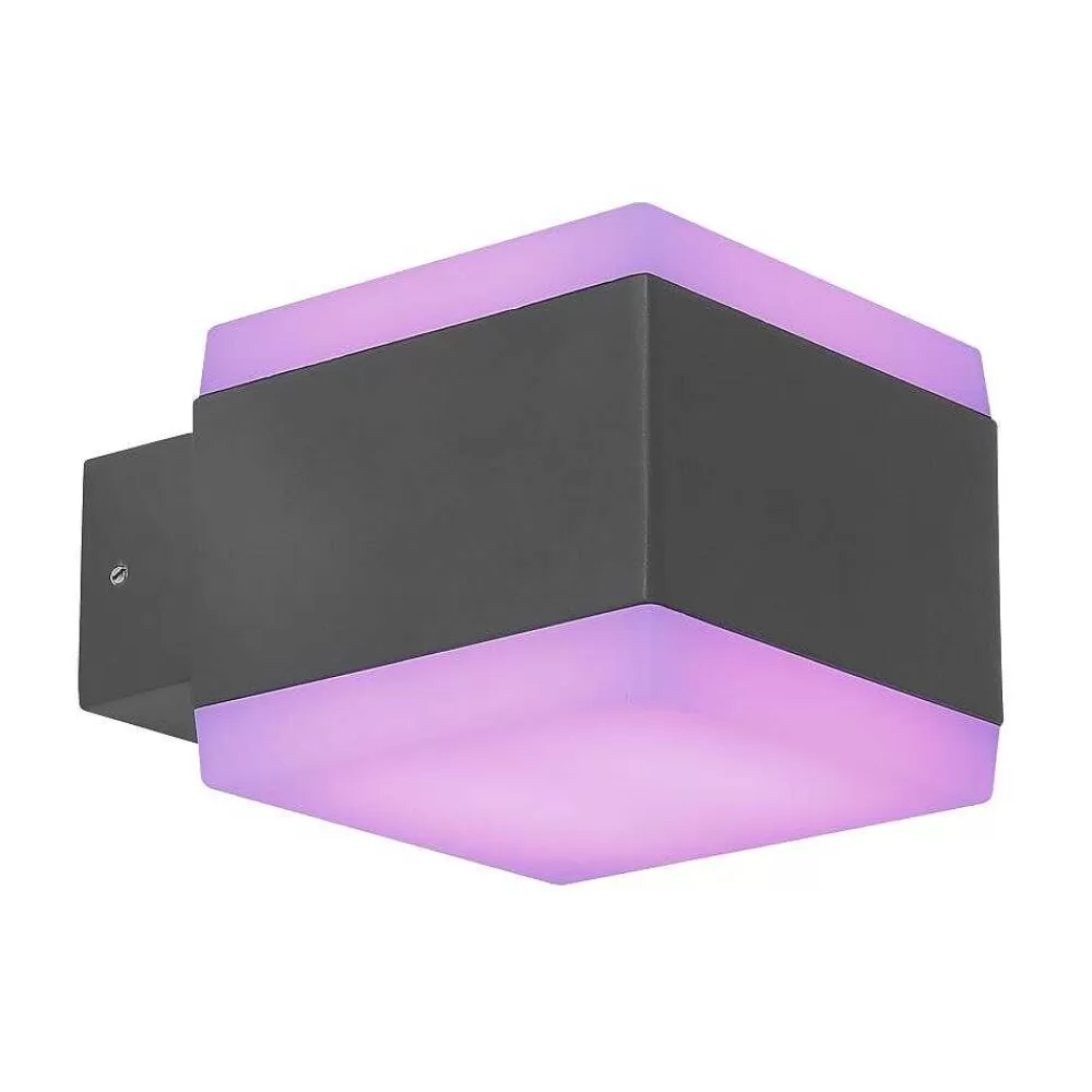 Luminaires Globo Lighting Lampe D'Exterieur Globo Slice Led Anthracite, 1 Lumiere, Changeur De Couleurs