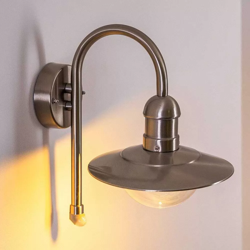 hofstein Lampe Murale D'Exterieur Elima Acier Inoxydable, 1 Lumiere, Detecteur De Mouvement