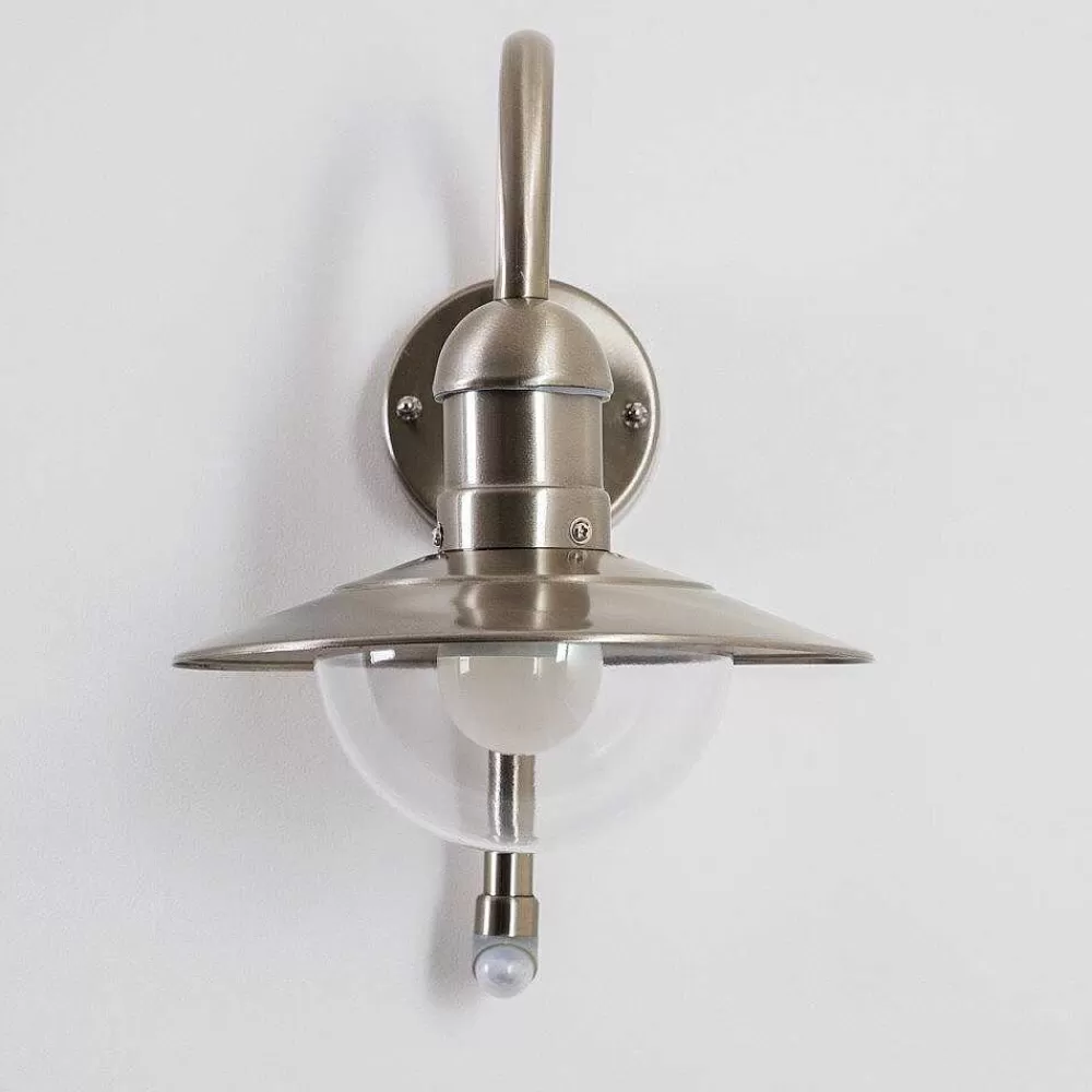 hofstein Lampe Murale D'Exterieur Elima Acier Inoxydable, 1 Lumiere, Detecteur De Mouvement