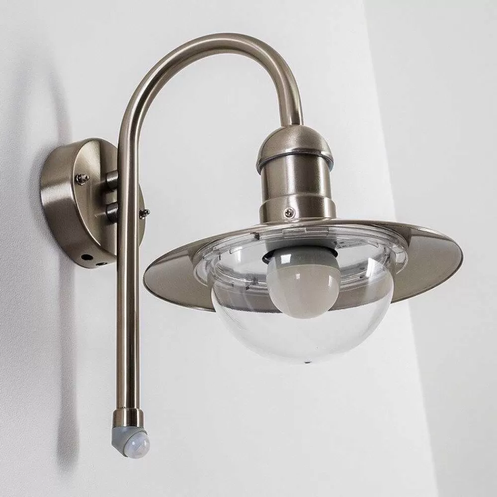 hofstein Lampe Murale D'Exterieur Elima Acier Inoxydable, 1 Lumiere, Detecteur De Mouvement