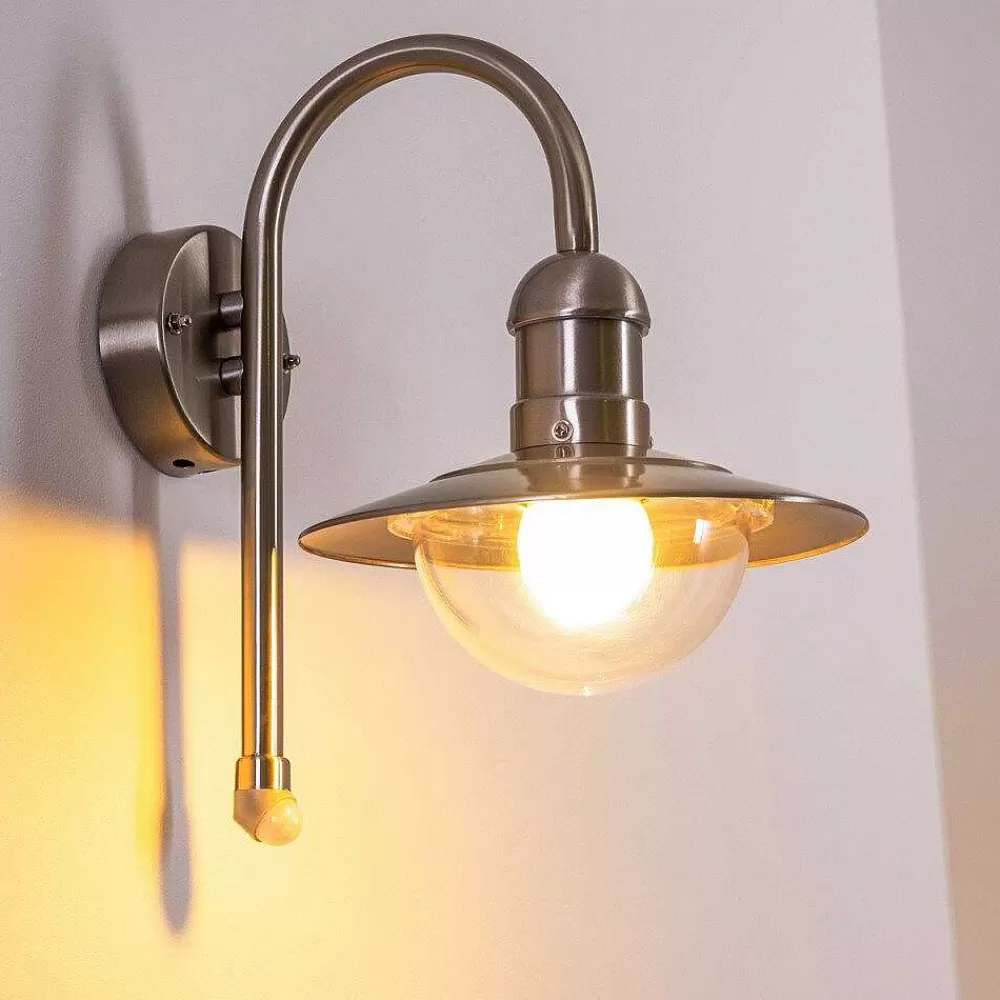 hofstein Lampe Murale D'Exterieur Elima Acier Inoxydable, 1 Lumiere, Detecteur De Mouvement