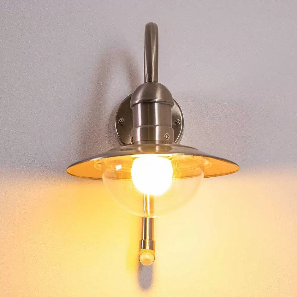 hofstein Lampe Murale D'Exterieur Elima Acier Inoxydable, 1 Lumiere, Detecteur De Mouvement