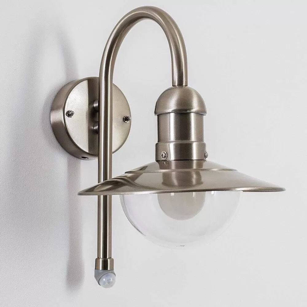 hofstein Lampe Murale D'Exterieur Elima Acier Inoxydable, 1 Lumiere, Detecteur De Mouvement