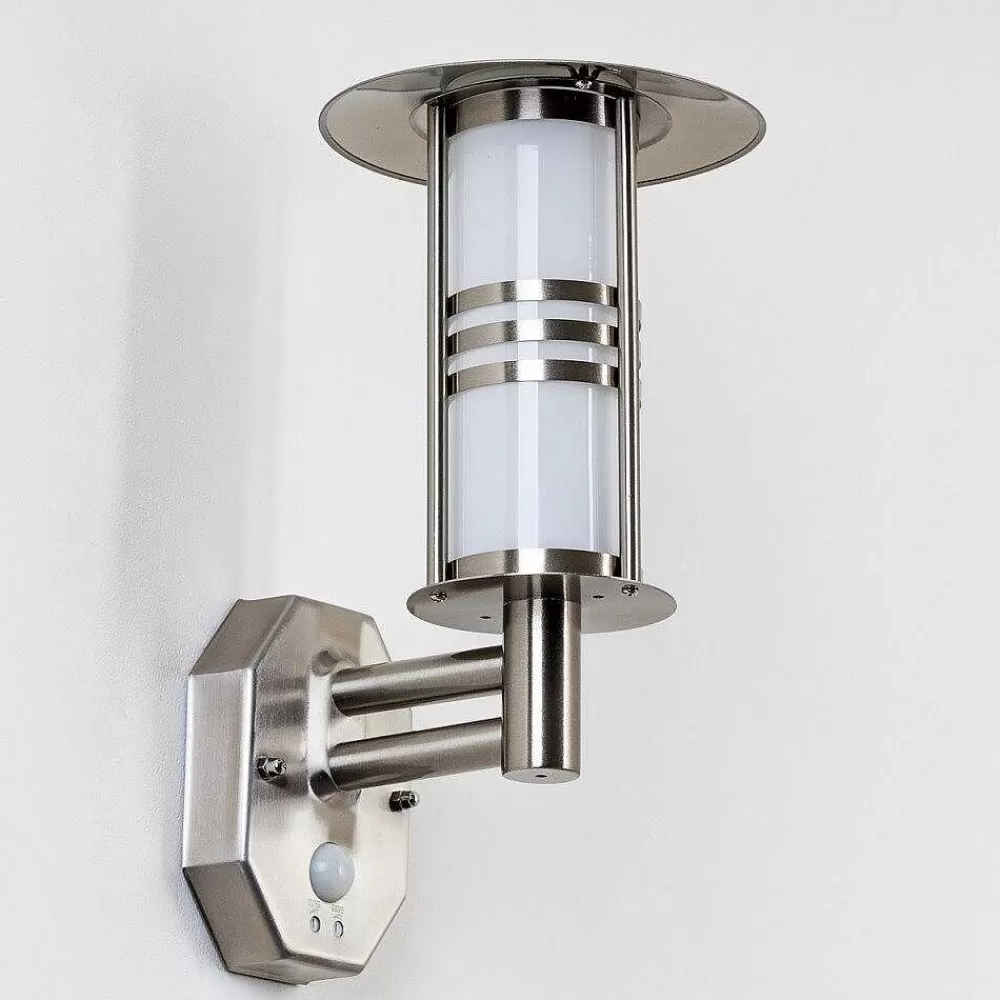 hofstein Lampe Murale D'Exterieur Forli Acier Inoxydable, 1 Lumiere, Detecteur De Mouvement