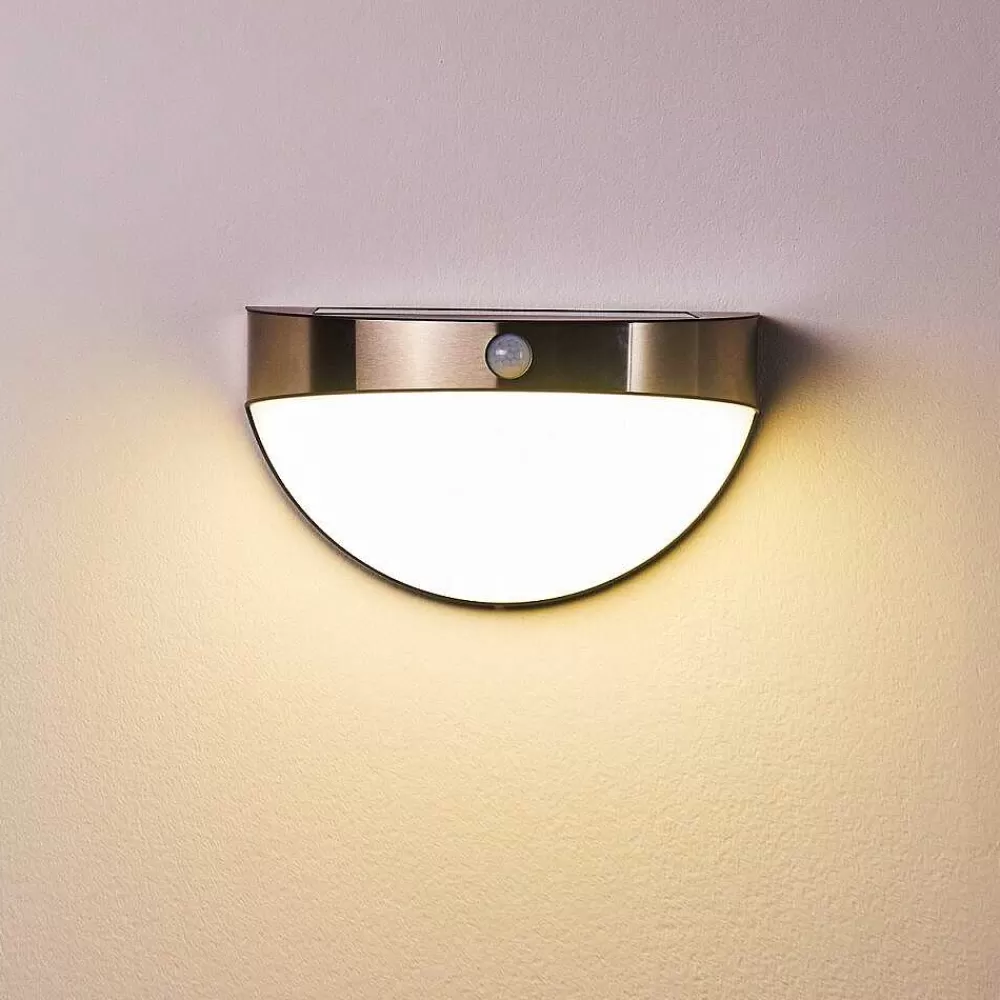 hofstein Lampe Solaire Basra Led Chrome, 1 Lumiere, Detecteur De Mouvement