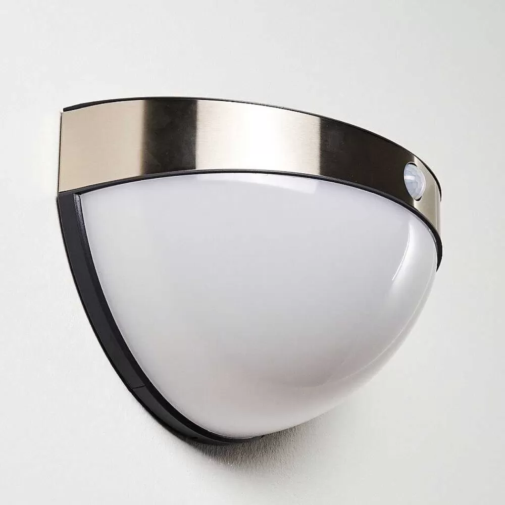hofstein Lampe Solaire Basra Led Chrome, 1 Lumiere, Detecteur De Mouvement