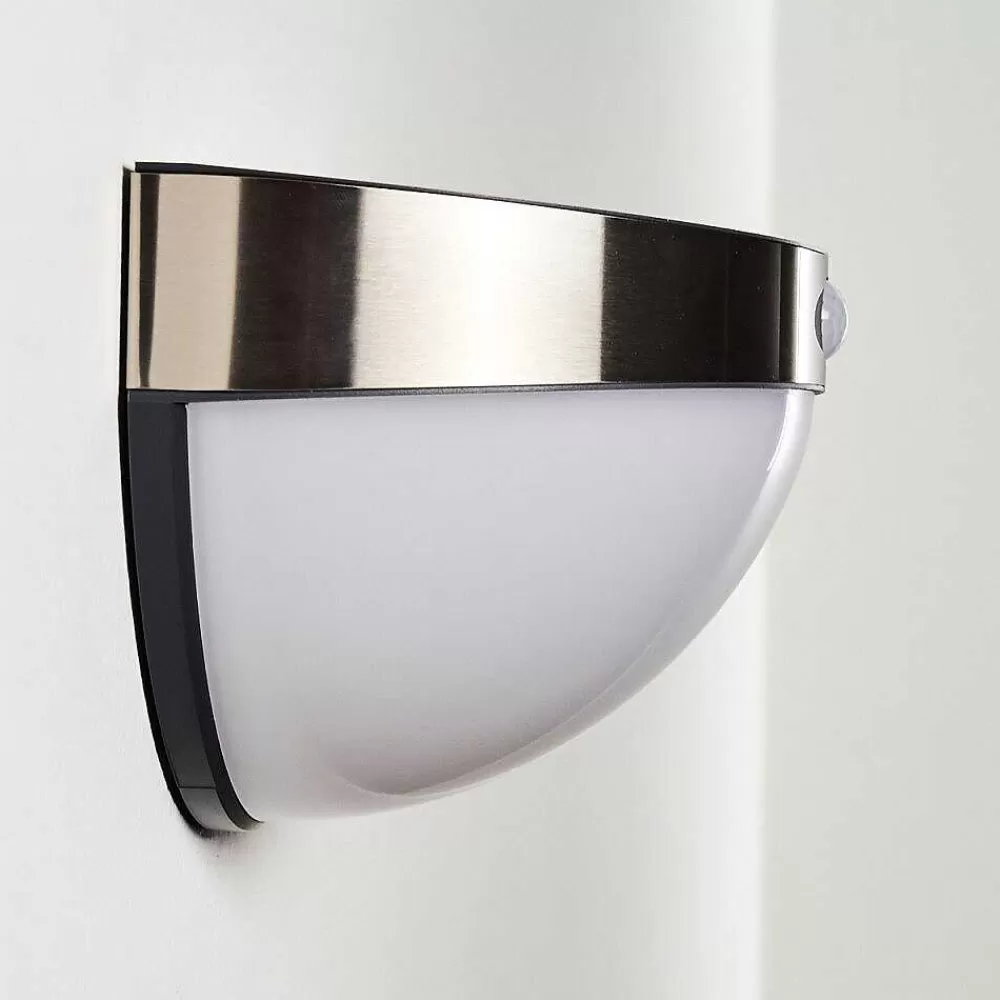 hofstein Lampe Solaire Basra Led Chrome, 1 Lumiere, Detecteur De Mouvement