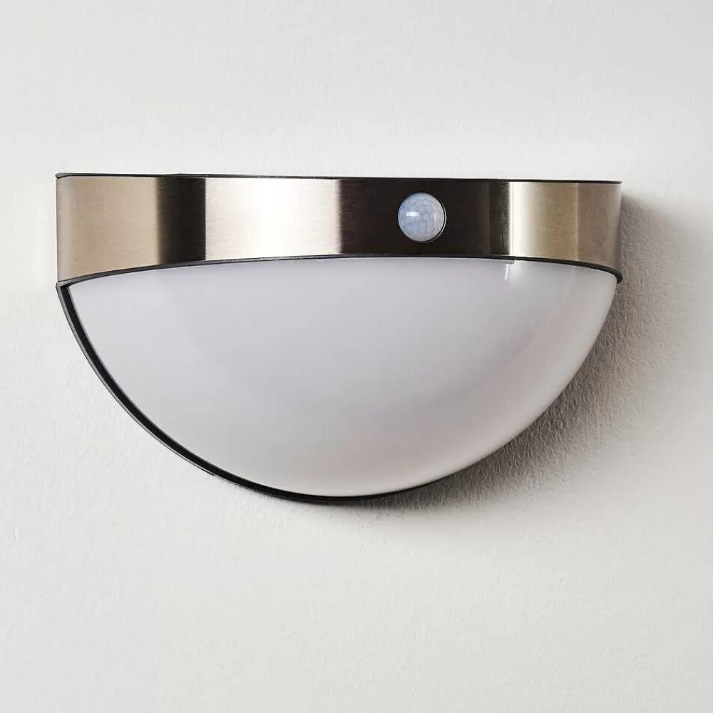 hofstein Lampe Solaire Basra Led Chrome, 1 Lumiere, Detecteur De Mouvement