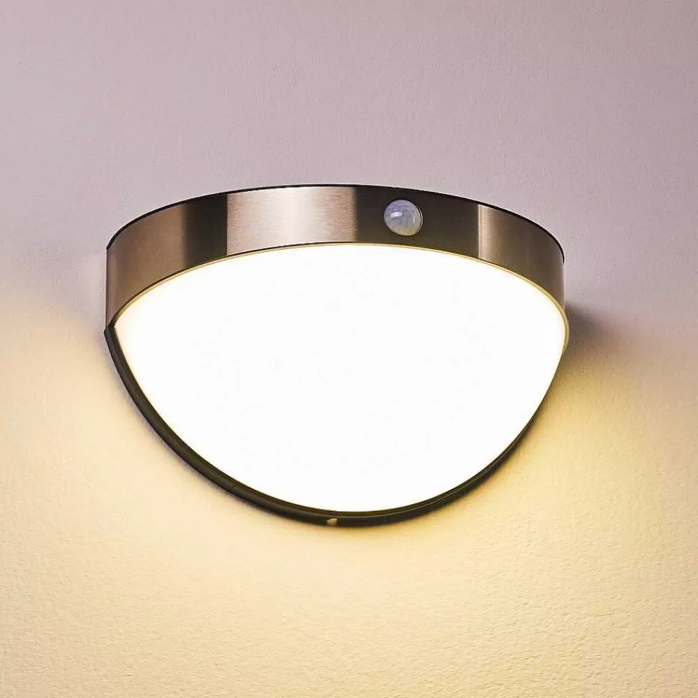 hofstein Lampe Solaire Basra Led Chrome, 1 Lumiere, Detecteur De Mouvement