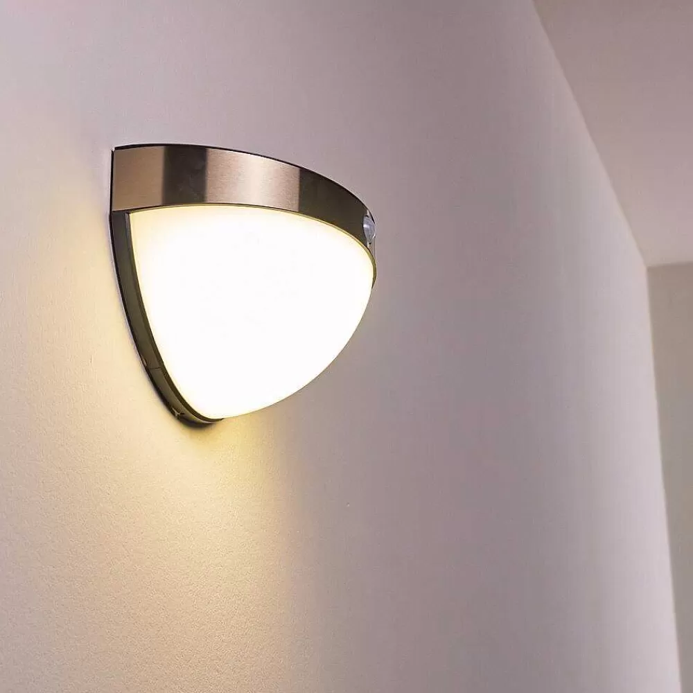 hofstein Lampe Solaire Basra Led Chrome, 1 Lumiere, Detecteur De Mouvement