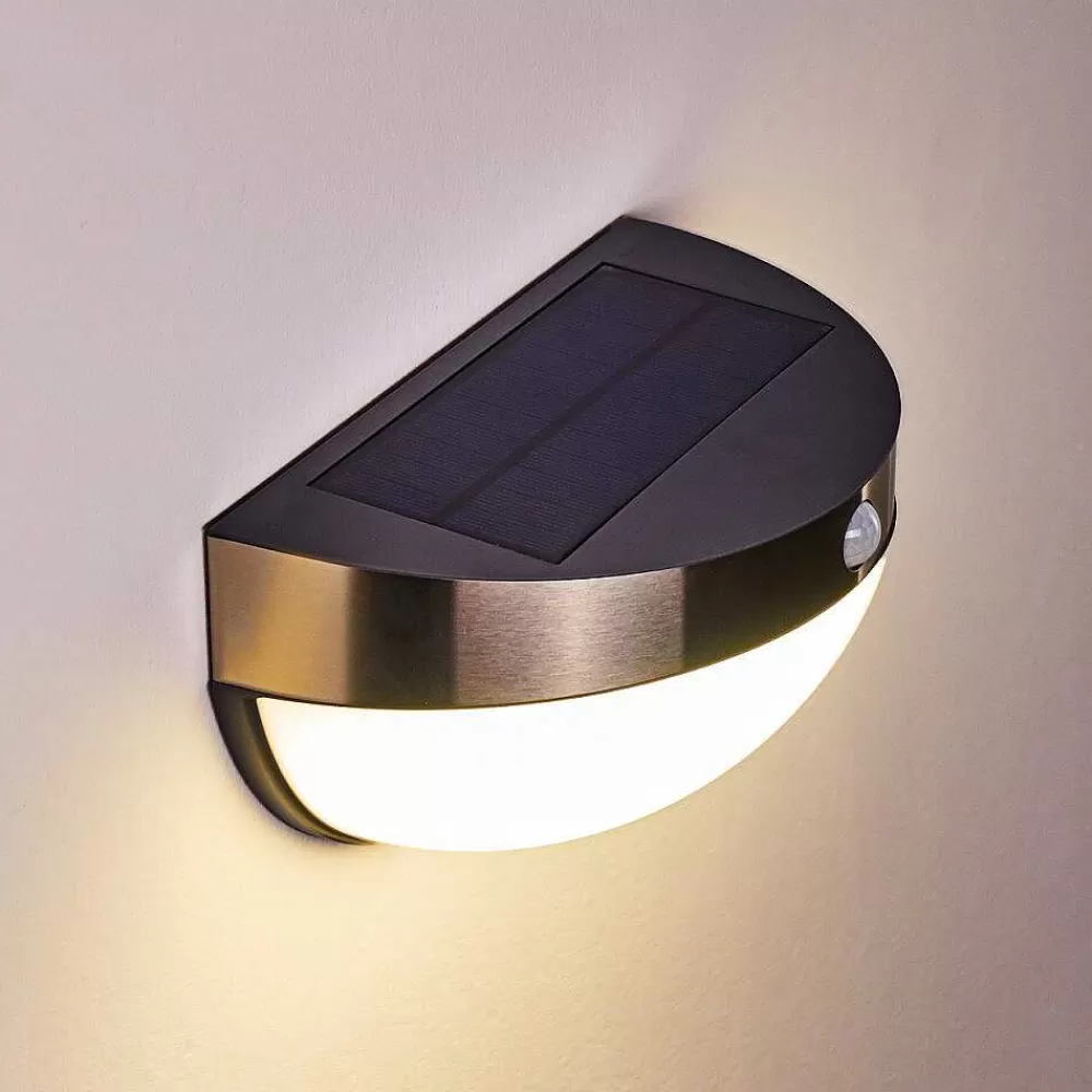 hofstein Lampe Solaire Basra Led Chrome, 1 Lumiere, Detecteur De Mouvement