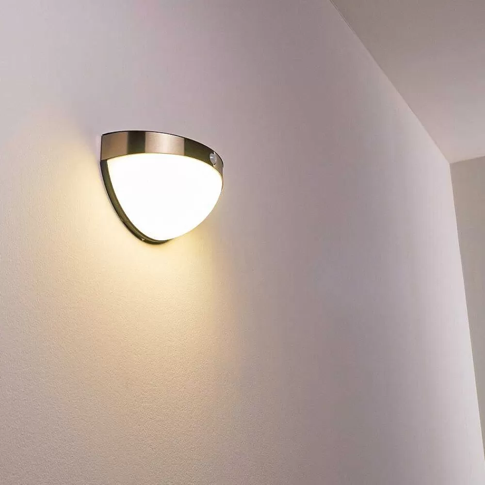 hofstein Lampe Solaire Basra Led Chrome, 1 Lumiere, Detecteur De Mouvement
