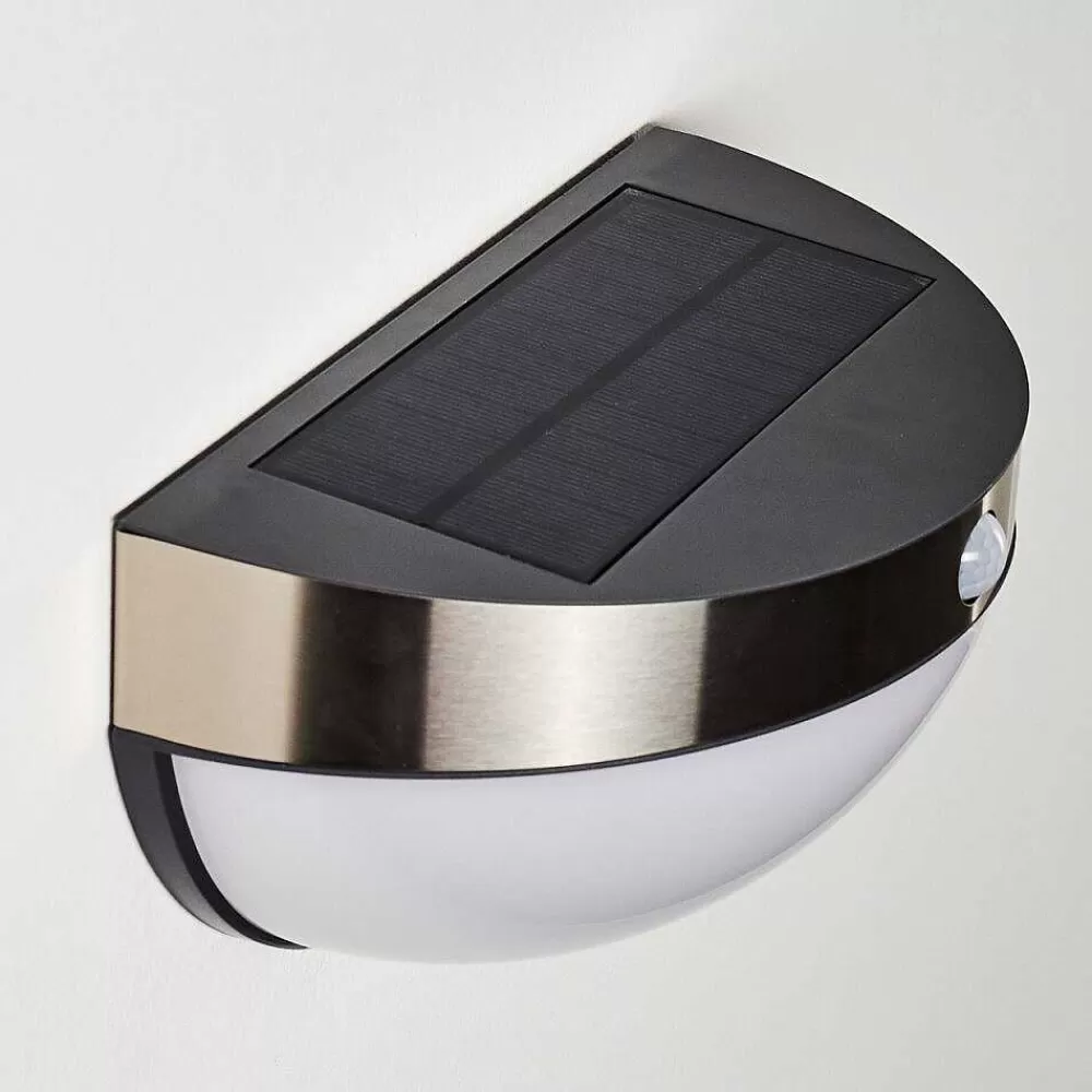 hofstein Lampe Solaire Basra Led Chrome, 1 Lumiere, Detecteur De Mouvement
