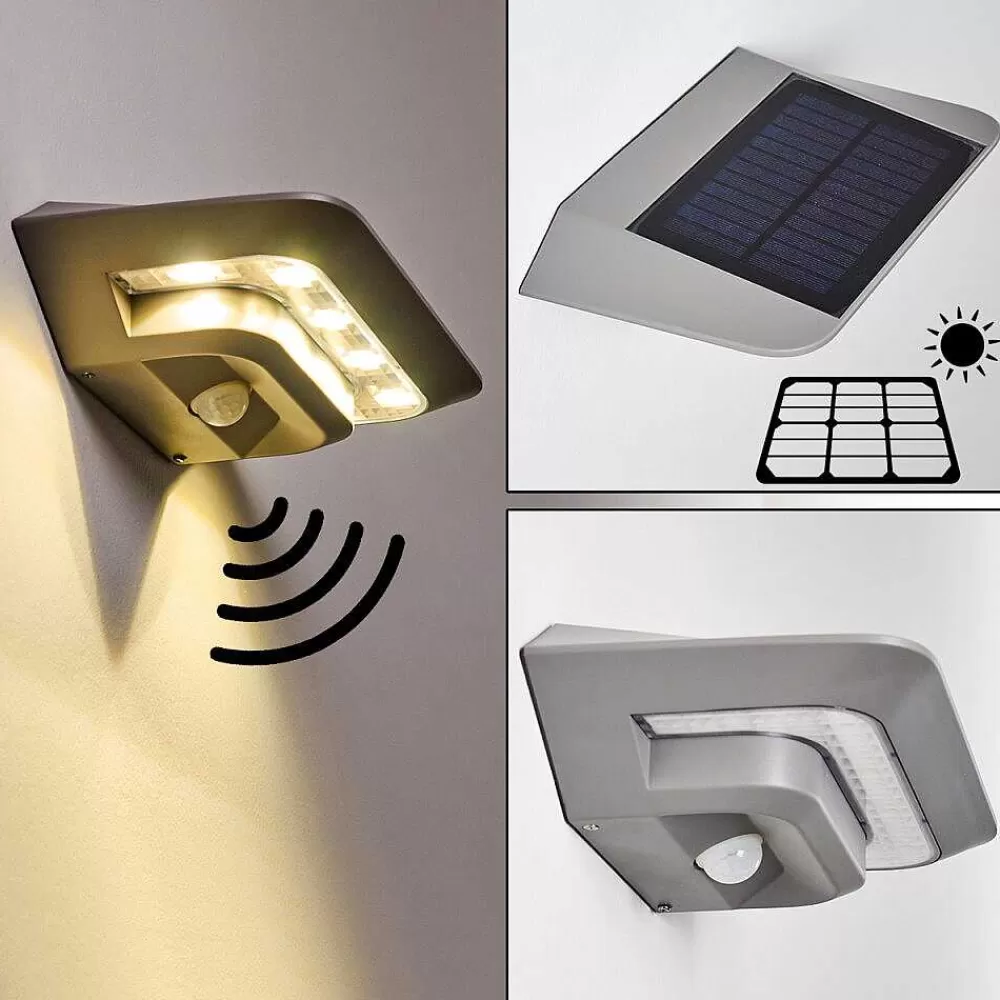 hofstein Lampe Solaire Camden Led Gris, 1 Lumiere, Detecteur De Mouvement
