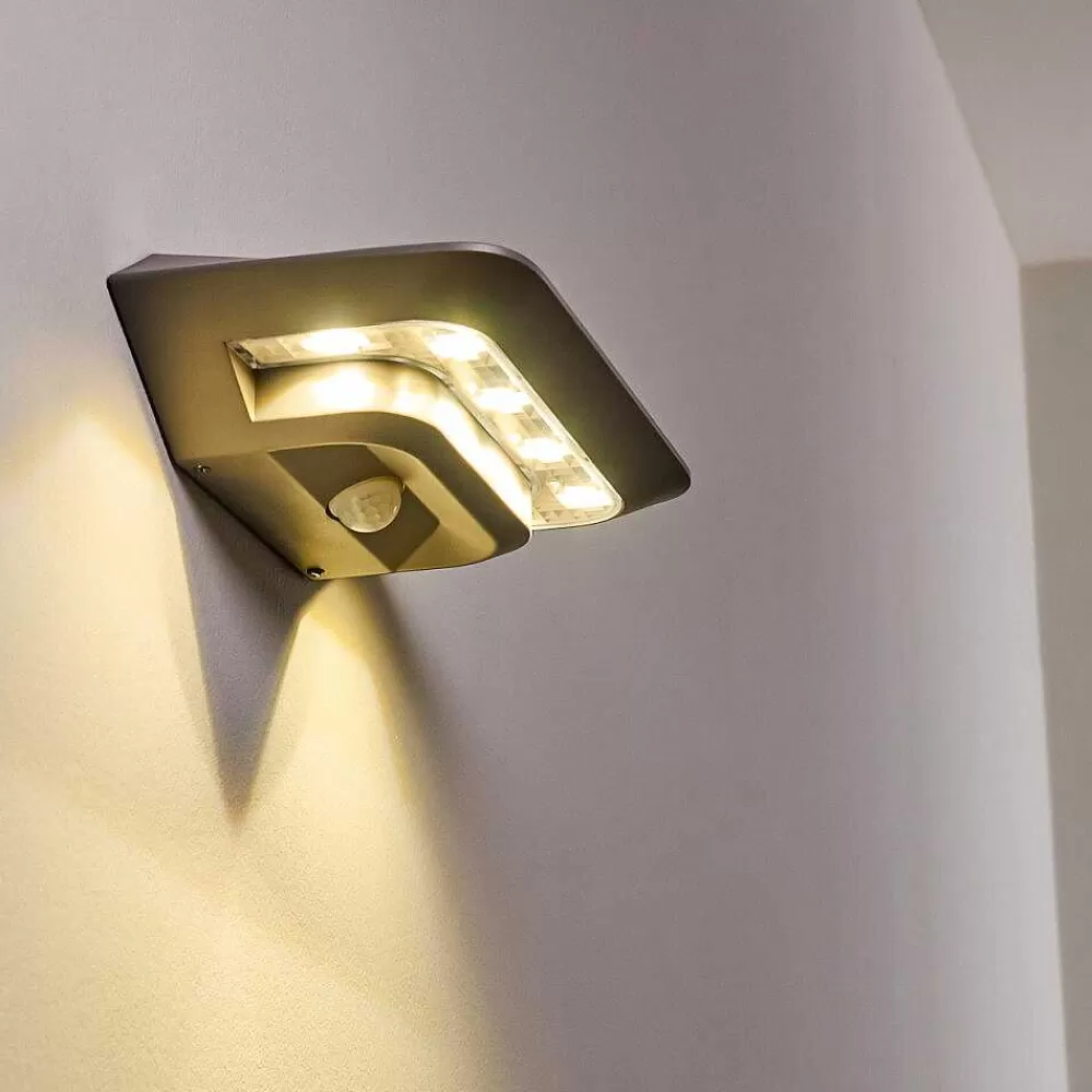 hofstein Lampe Solaire Camden Led Gris, 1 Lumiere, Detecteur De Mouvement