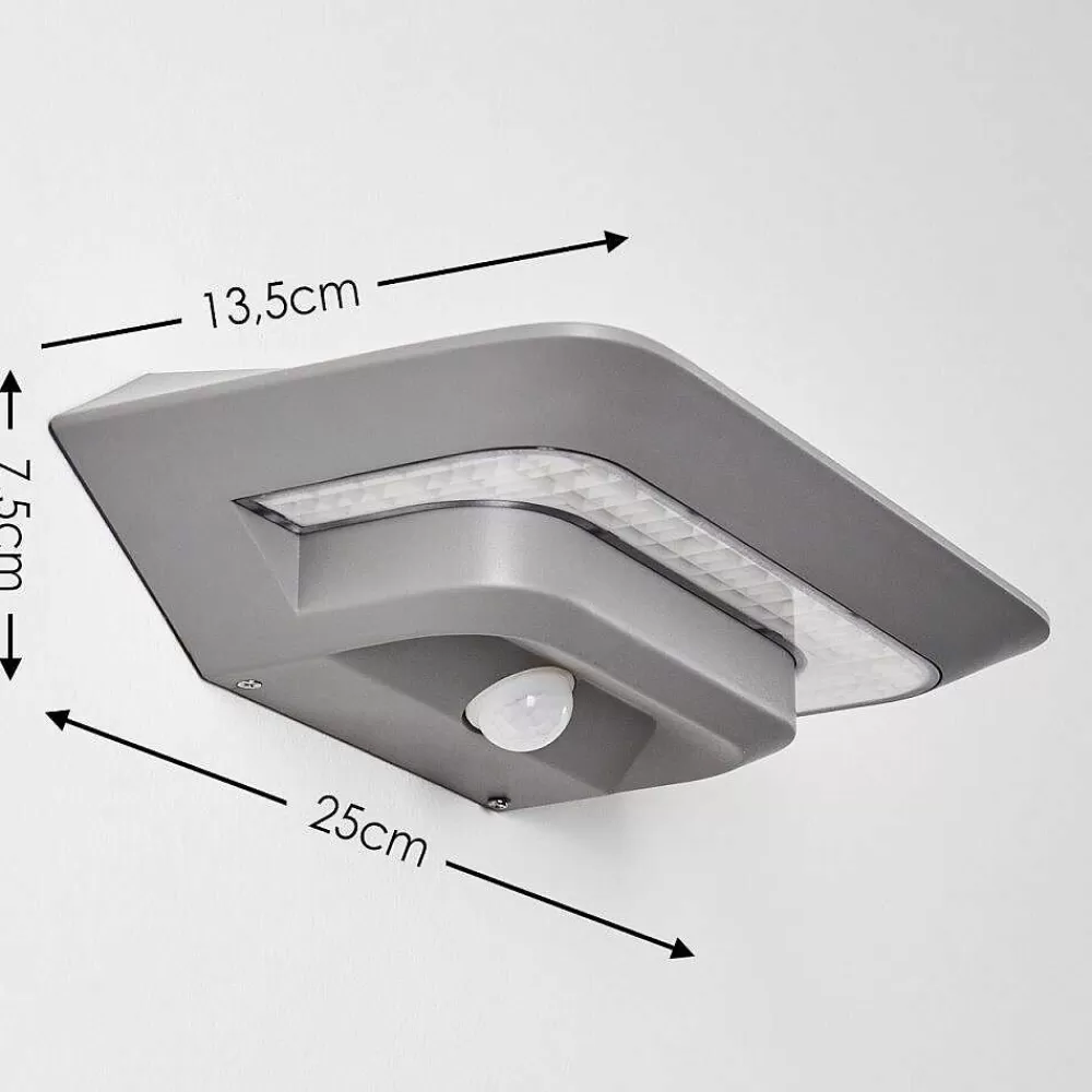 hofstein Lampe Solaire Camden Led Gris, 1 Lumiere, Detecteur De Mouvement
