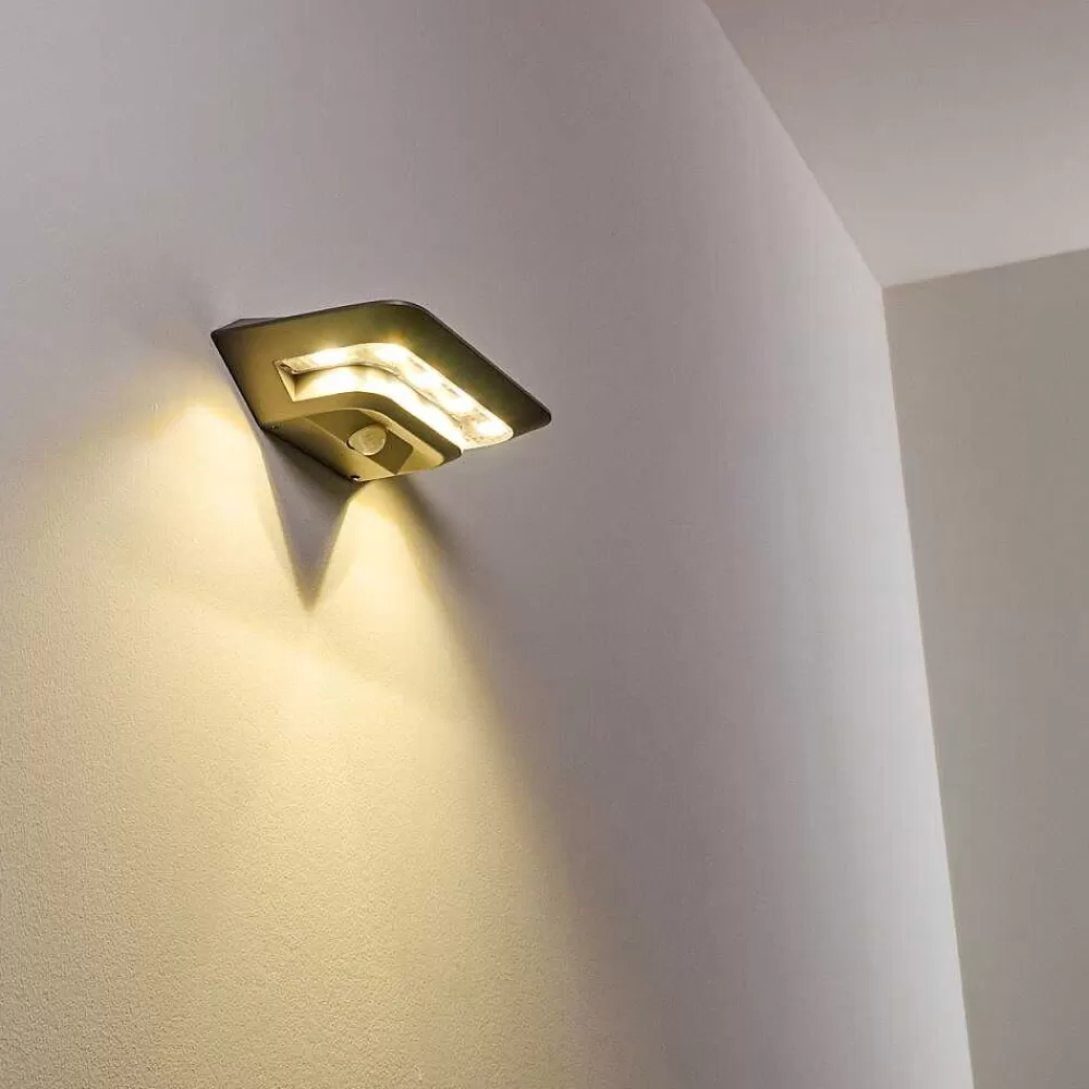 hofstein Lampe Solaire Camden Led Gris, 1 Lumiere, Detecteur De Mouvement