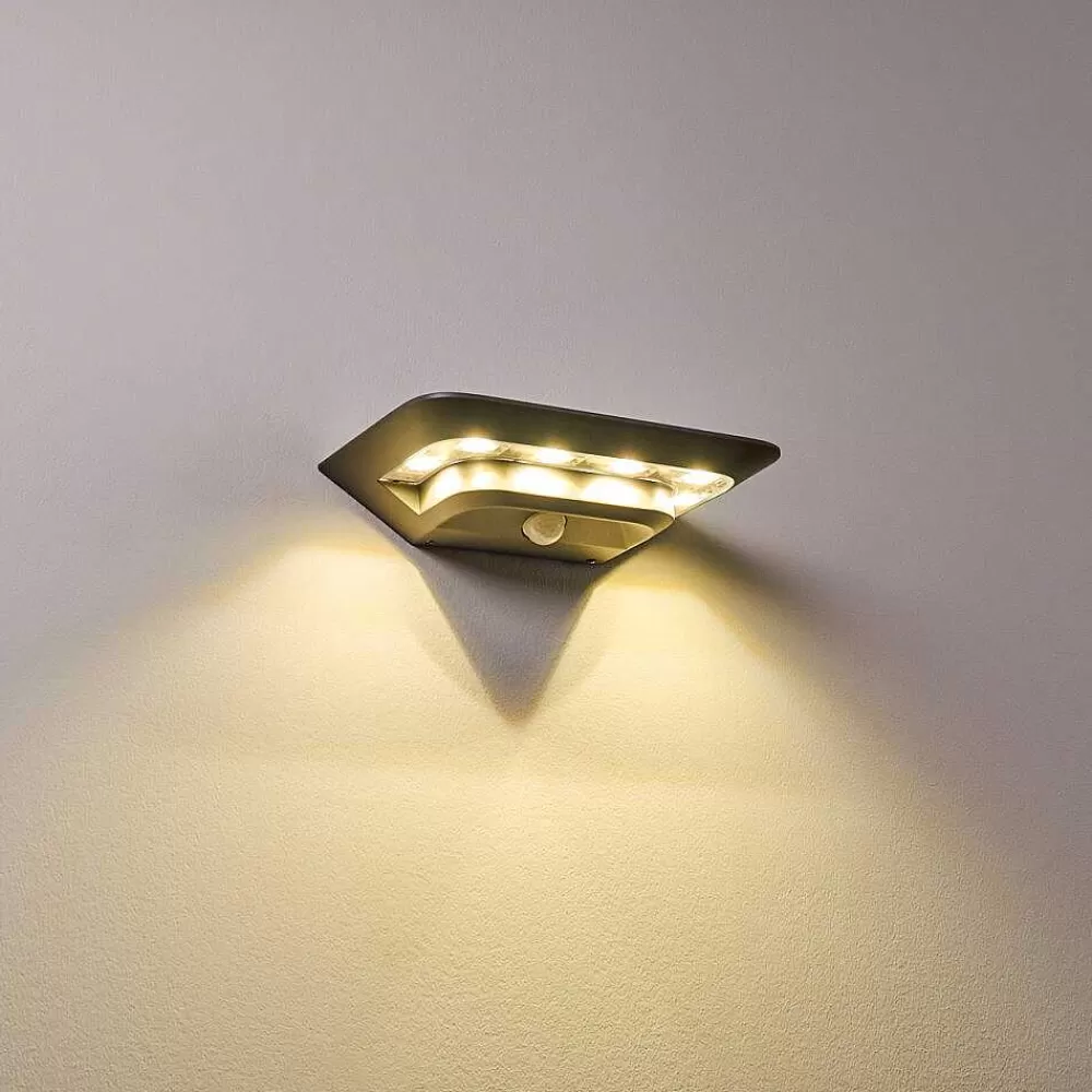 hofstein Lampe Solaire Camden Led Gris, 1 Lumiere, Detecteur De Mouvement