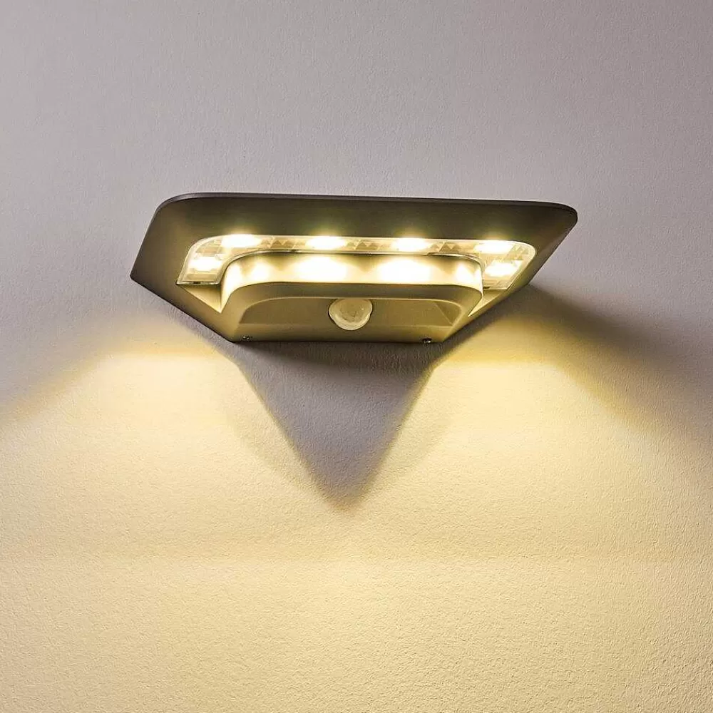 hofstein Lampe Solaire Camden Led Gris, 1 Lumiere, Detecteur De Mouvement