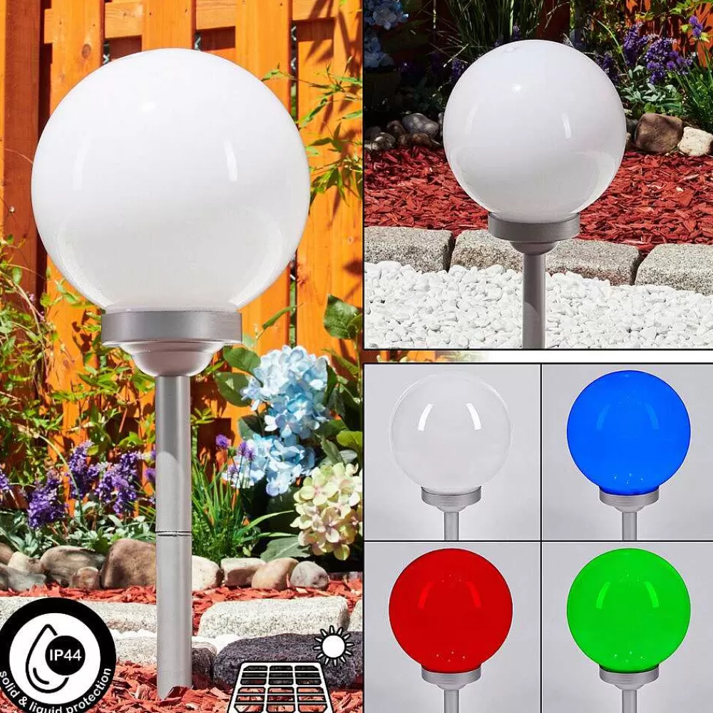 hofstein Lampe Solaire Kanganbou Led Argente, 4 Lumieres, Changeur De Couleurs