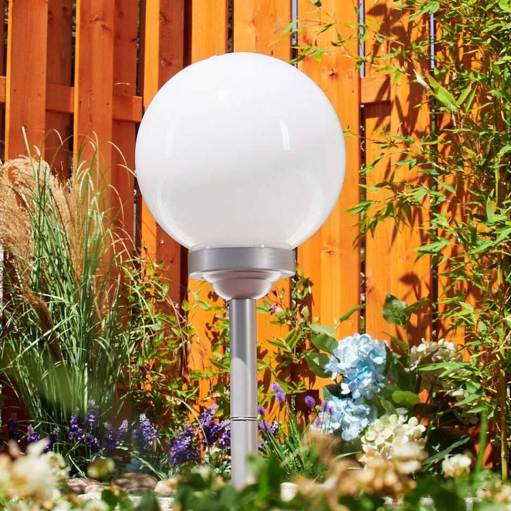 hofstein Lampe Solaire Kanganbou Led Argente, 4 Lumieres, Changeur De Couleurs