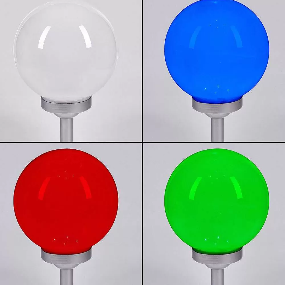 hofstein Lampe Solaire Kanganbou Led Argente, 4 Lumieres, Changeur De Couleurs
