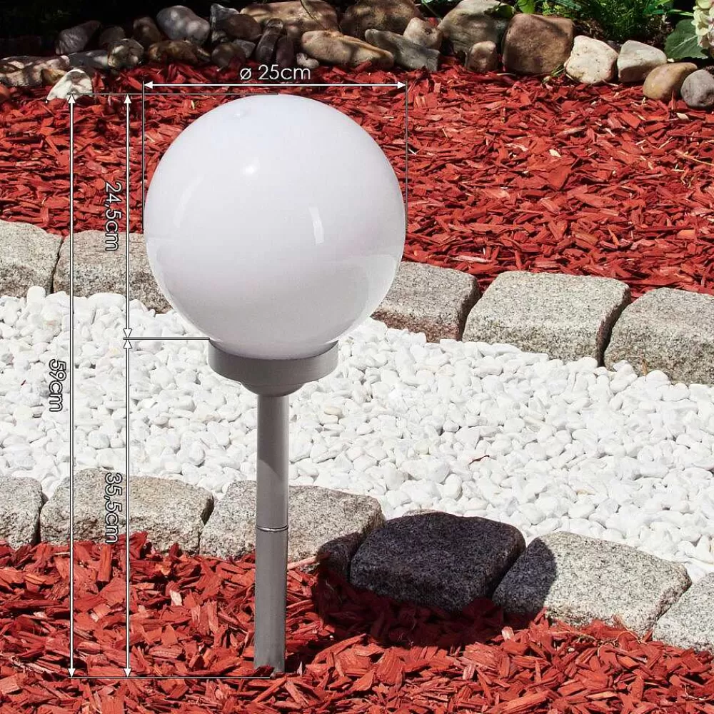 hofstein Lampe Solaire Kanganbou Led Argente, 4 Lumieres, Changeur De Couleurs