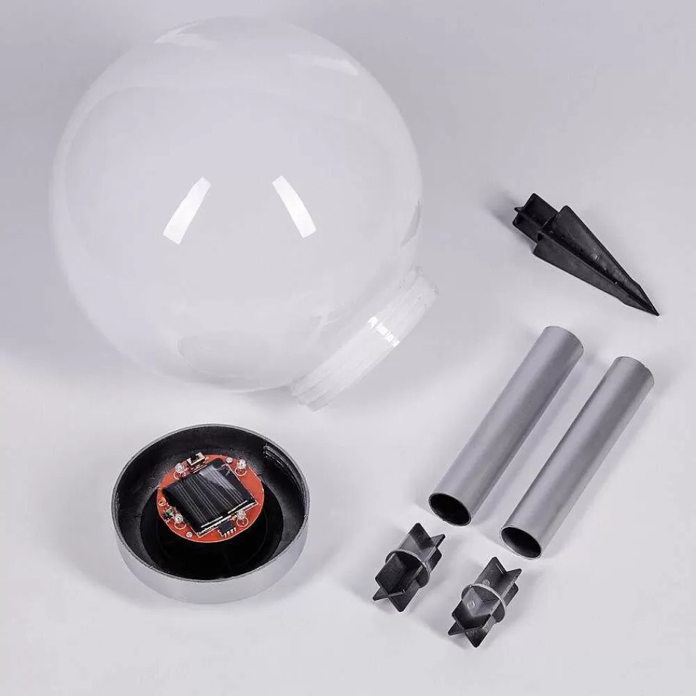 hofstein Lampe Solaire Kanganbou Led Argente, 4 Lumieres, Changeur De Couleurs