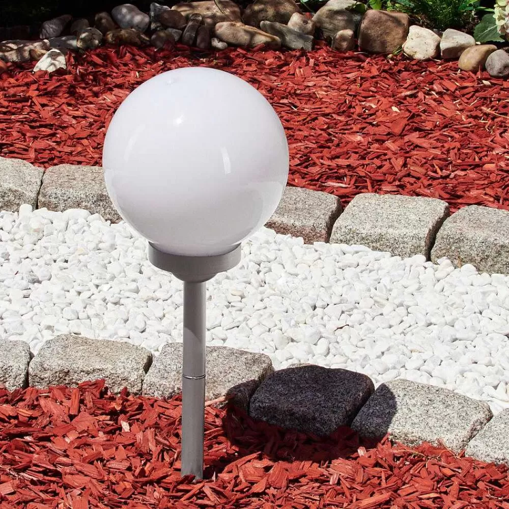 hofstein Lampe Solaire Kanganbou Led Argente, 4 Lumieres, Changeur De Couleurs