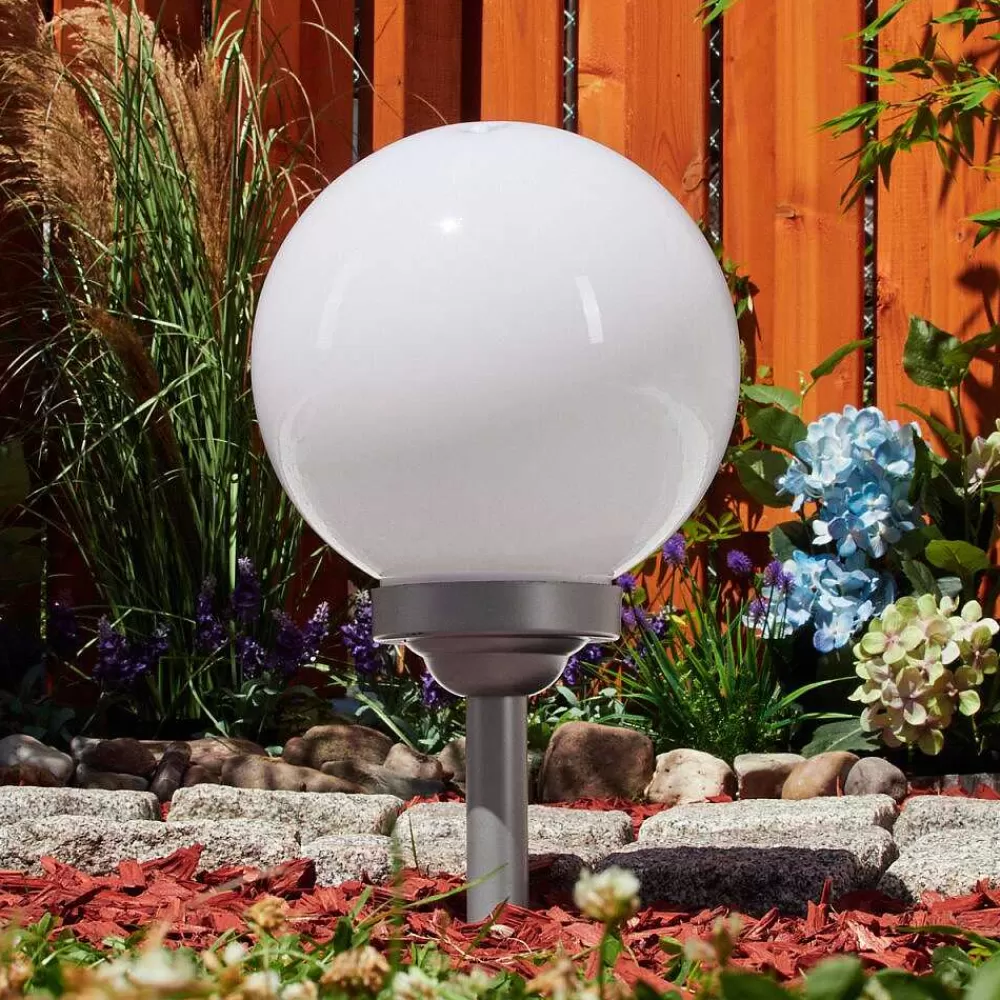 hofstein Lampe Solaire Kanganbou Led Argente, 4 Lumieres, Changeur De Couleurs