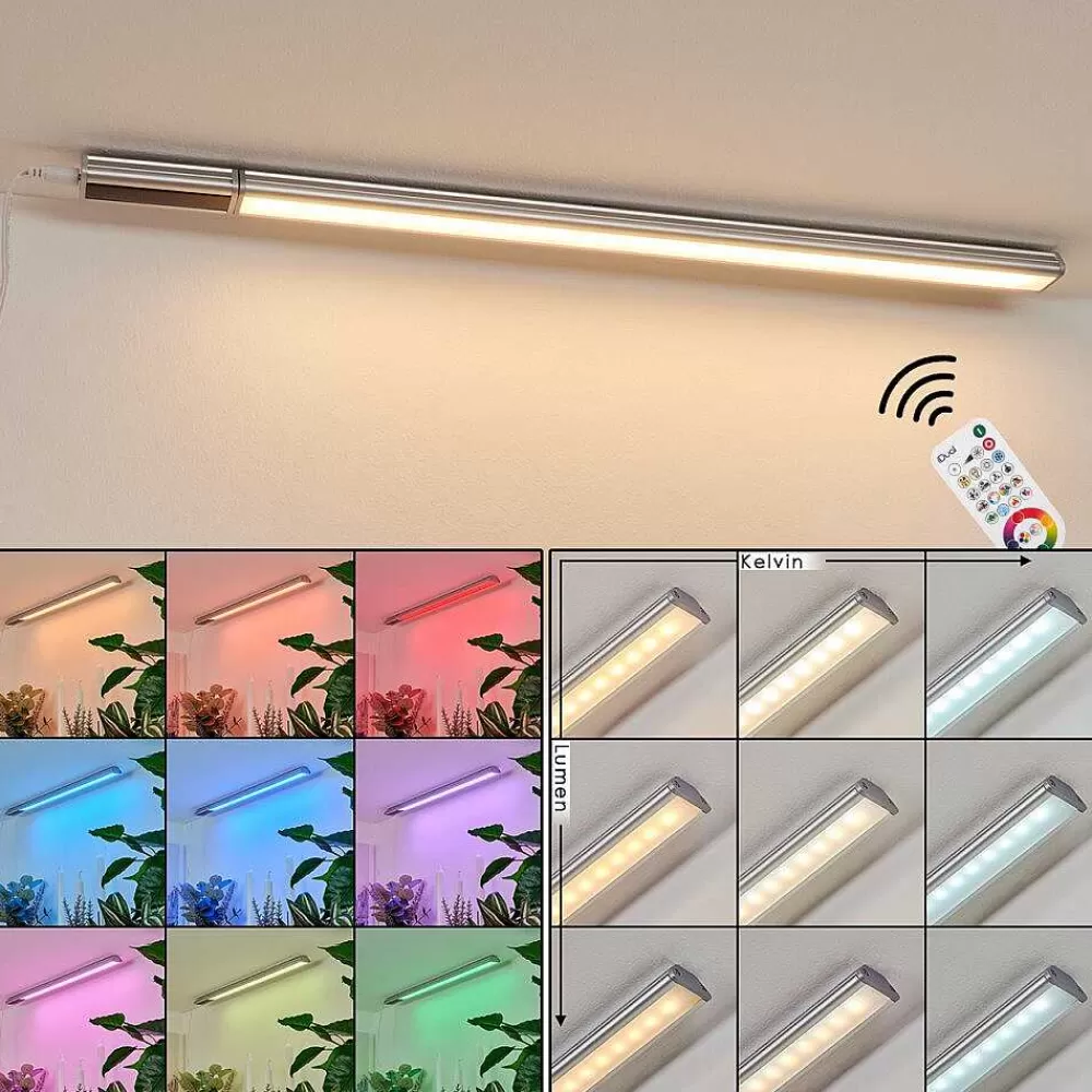 hofstein Lampes Pour Bandeaux Raivo Led Noir, Argente, 1 Lumiere, Telecommandes, Changeur De Couleurs