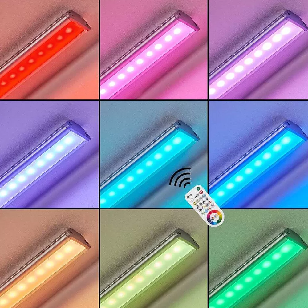 hofstein Lampes Pour Bandeaux Raivo Led Noir, Argente, 1 Lumiere, Telecommandes, Changeur De Couleurs