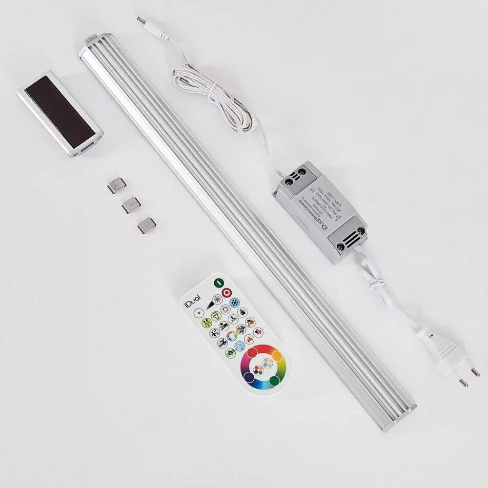 hofstein Lampes Pour Bandeaux Raivo Led Noir, Argente, 1 Lumiere, Telecommandes, Changeur De Couleurs