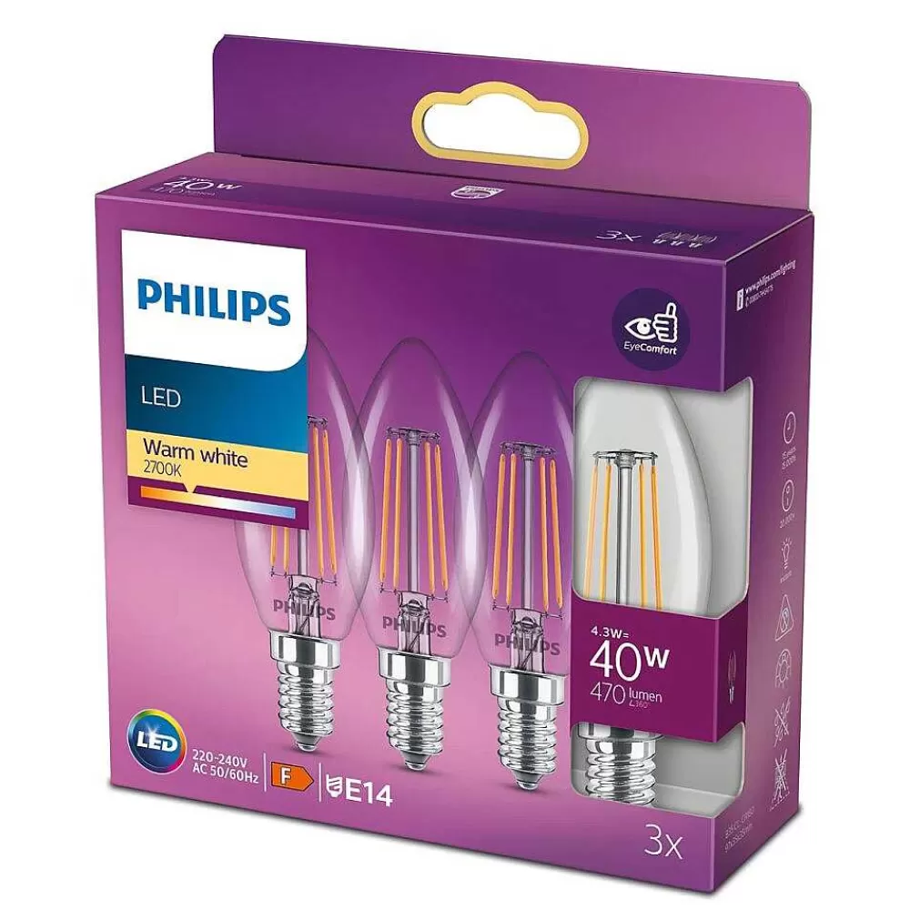 Luminaires Philips Led 3Er Pack E14 40 Watt 2700 Kelvin 470 Lumen Philips