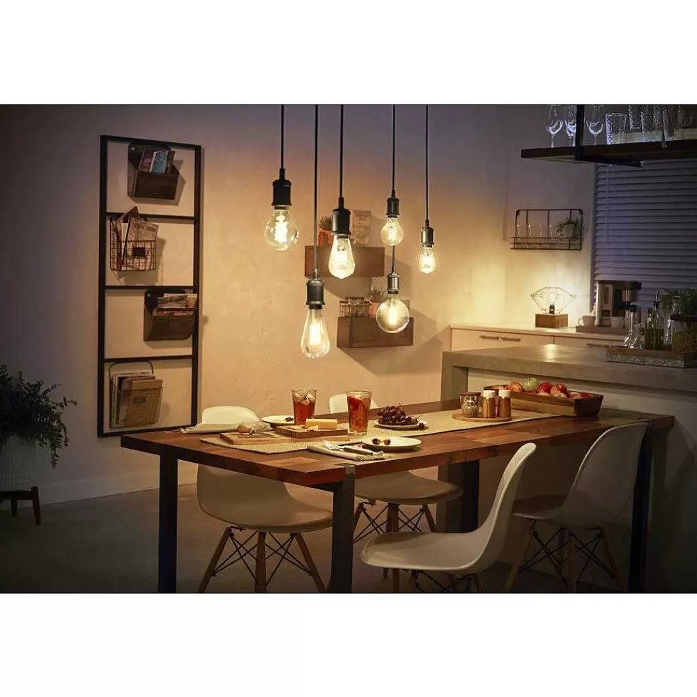 Luminaires Philips Led White Filament Globe E27 7 Watt 2100 Kelvin 600 Lumen Philips Hue