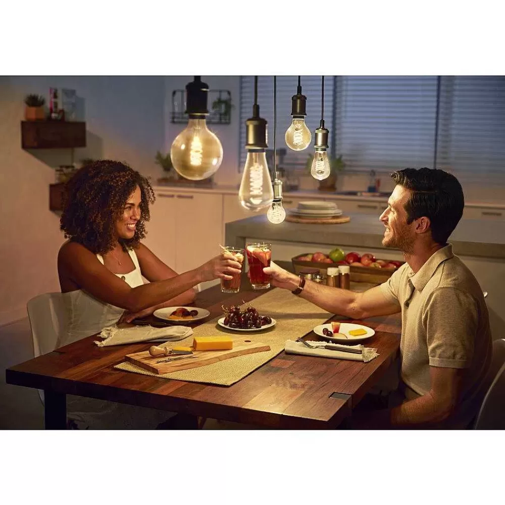 Luminaires Philips Led White Filament Globe E27 7 Watt 2100 Kelvin 600 Lumen Philips Hue