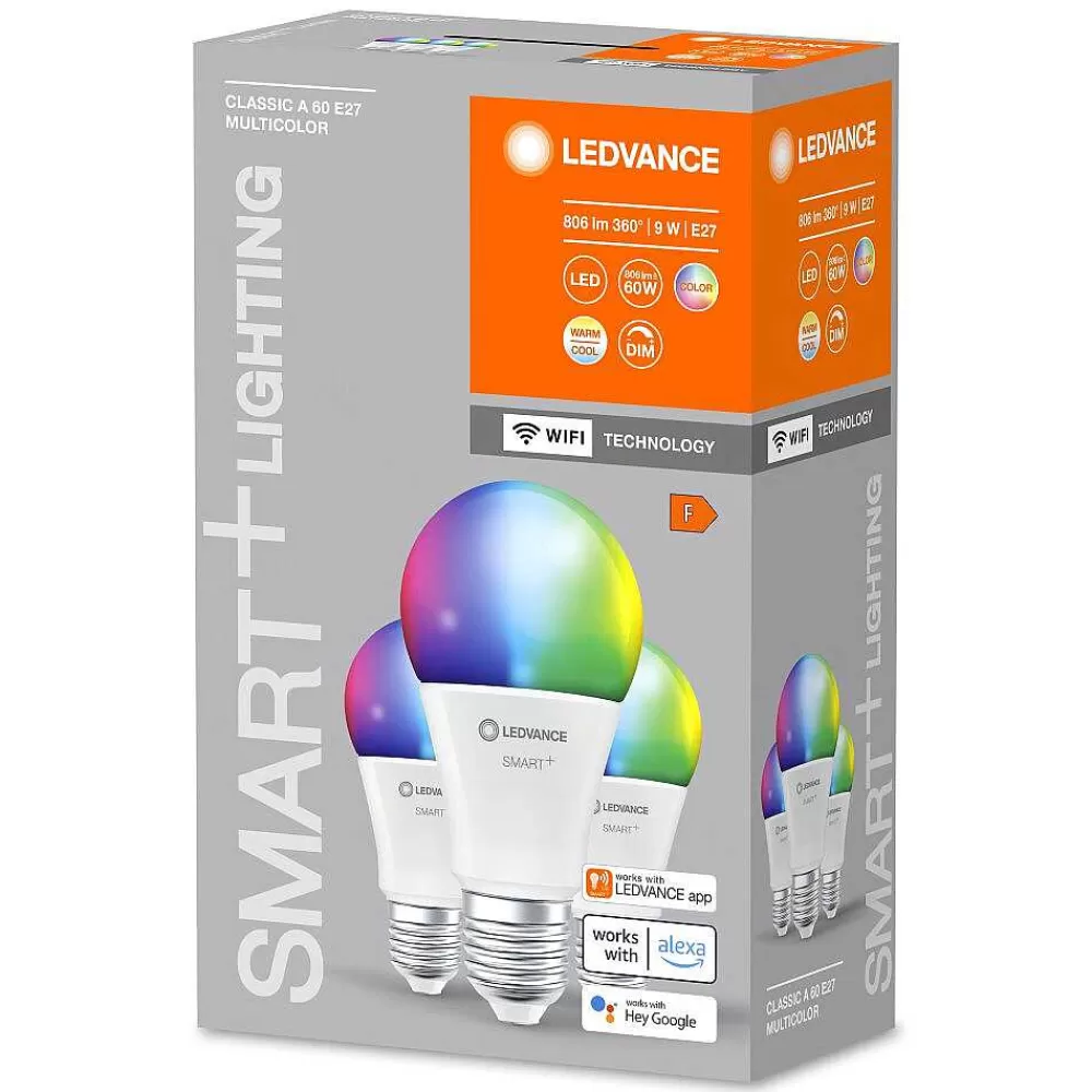 Luminaires Ledvance Ledvance Smart+ Wifi Lot De 3 Led E27 9 Watt 2700-6500 Kelvin 806 Lumen