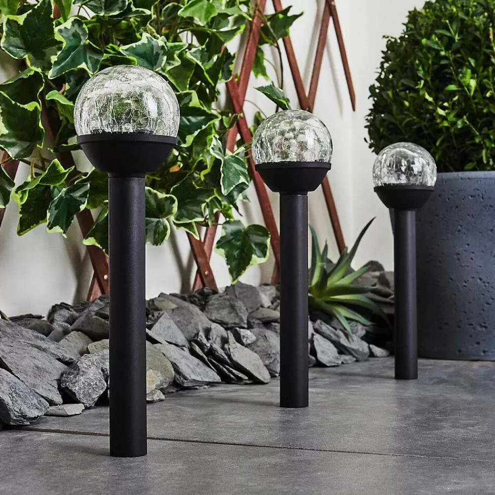 hofstein Lot De 3 Lampes Solaires Colognole Led Noir, 1 Lumiere