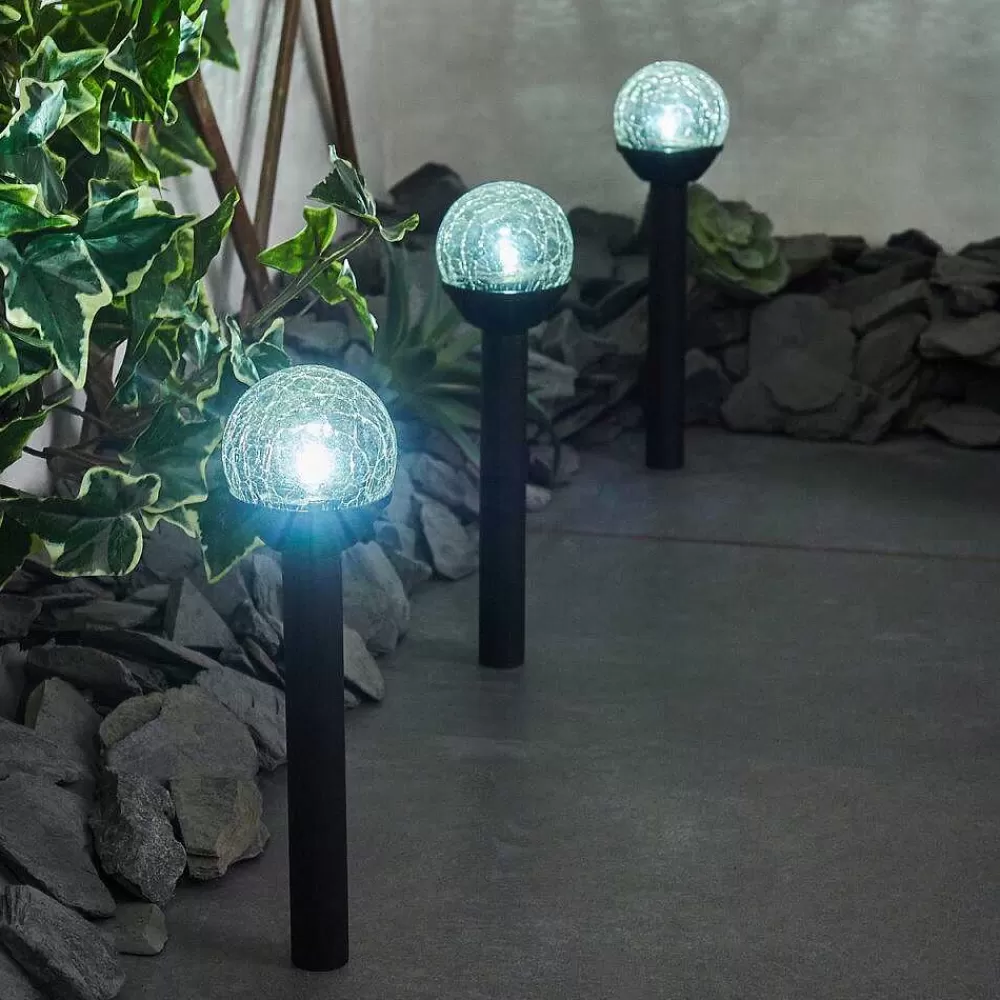 hofstein Lot De 3 Lampes Solaires Colognole Led Noir, 1 Lumiere