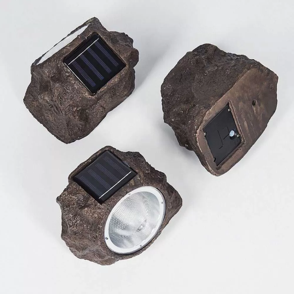 hofstein Lot De 3 Lampes Solaires Sameo Led Brun, 4 Lumieres