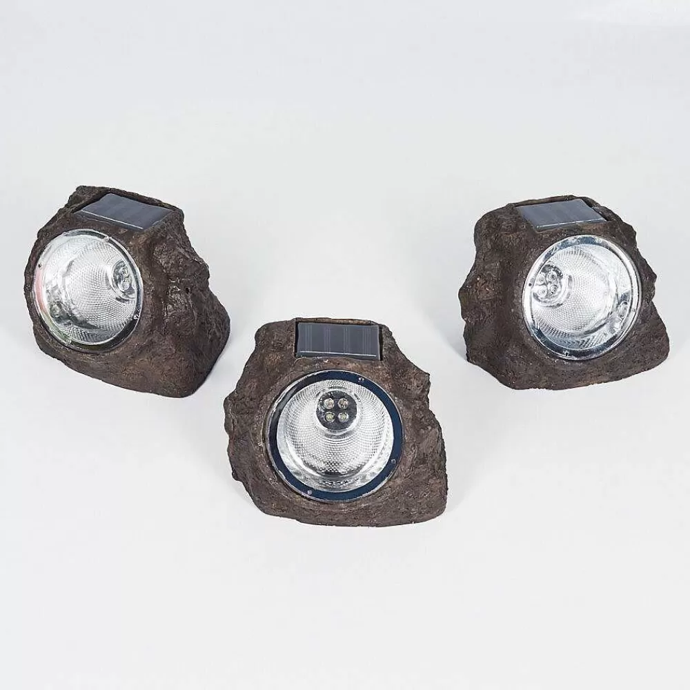 hofstein Lot De 3 Lampes Solaires Sameo Led Brun, 4 Lumieres