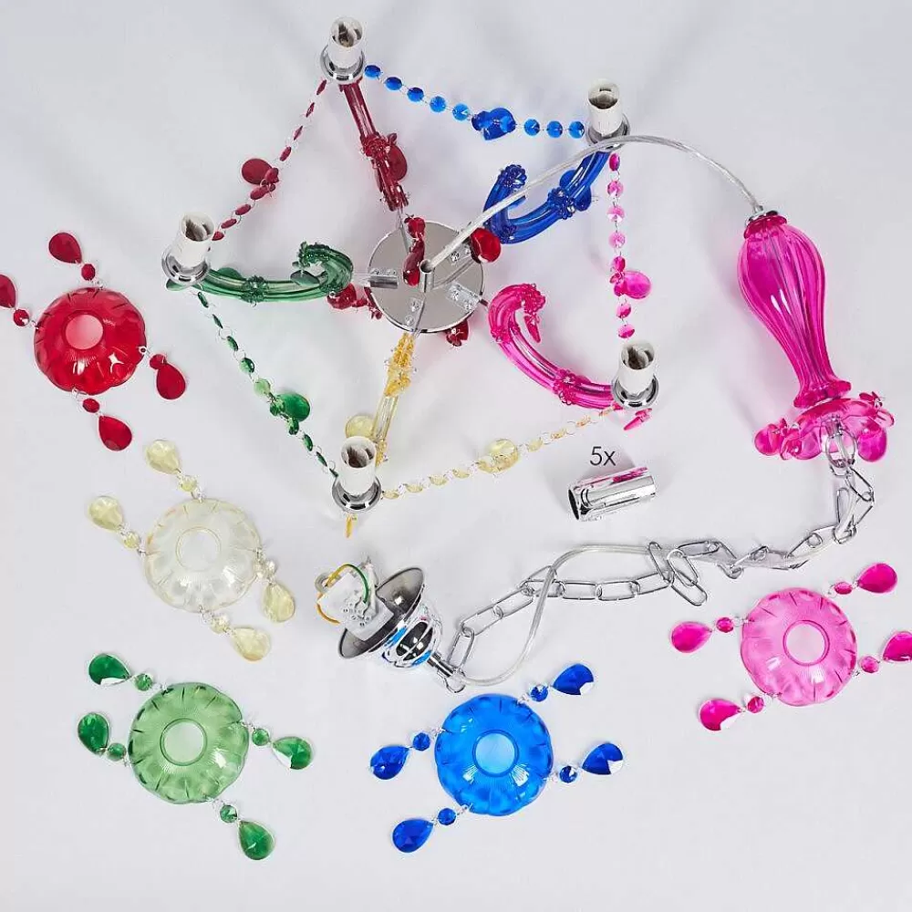 hofstein Lustre Malmback Multicolore, Chrome, 5 Lumieres