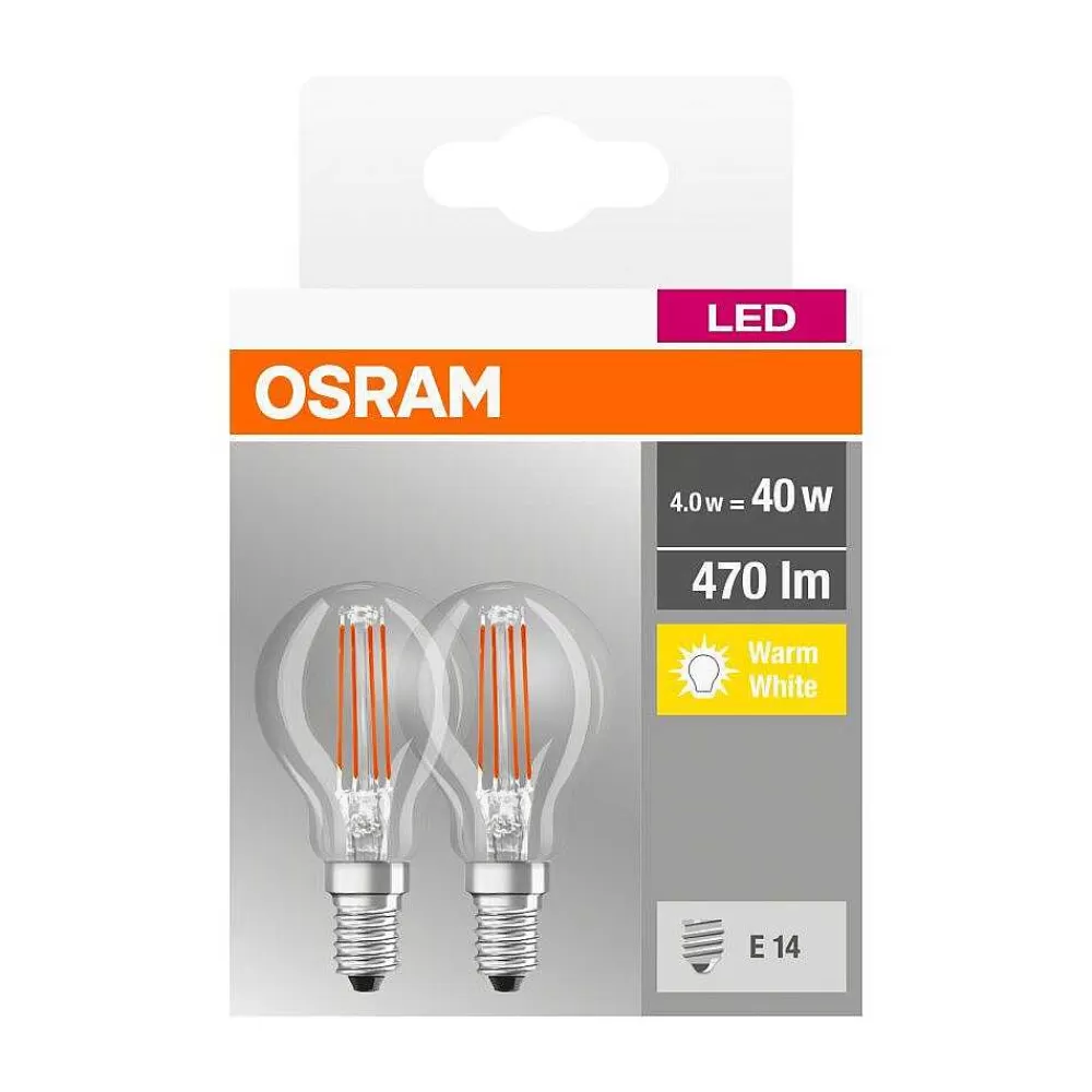 Luminaires Osram Osram E14 4 Watt 2700 Kelvin 470 Lumen Set De 2 Pieces