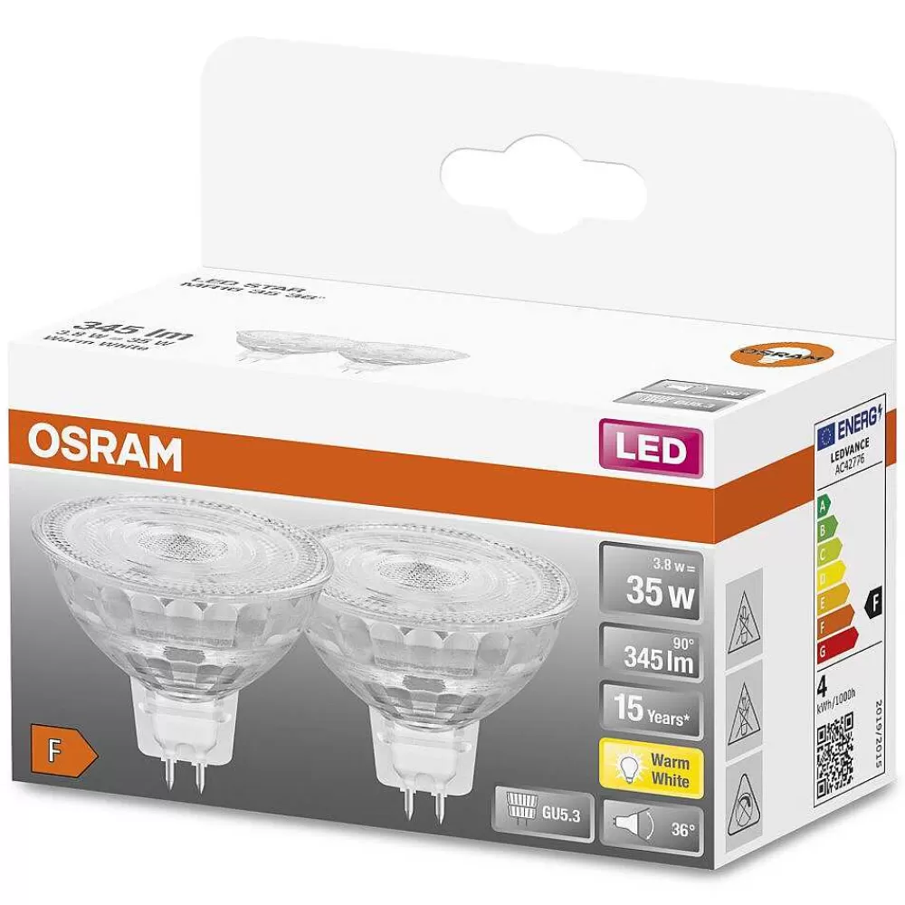 Luminaires Osram Osram Led Star Lot De 2 Led Gu5.3 3,8 Watt 2700 Kelvin 345 Lumen