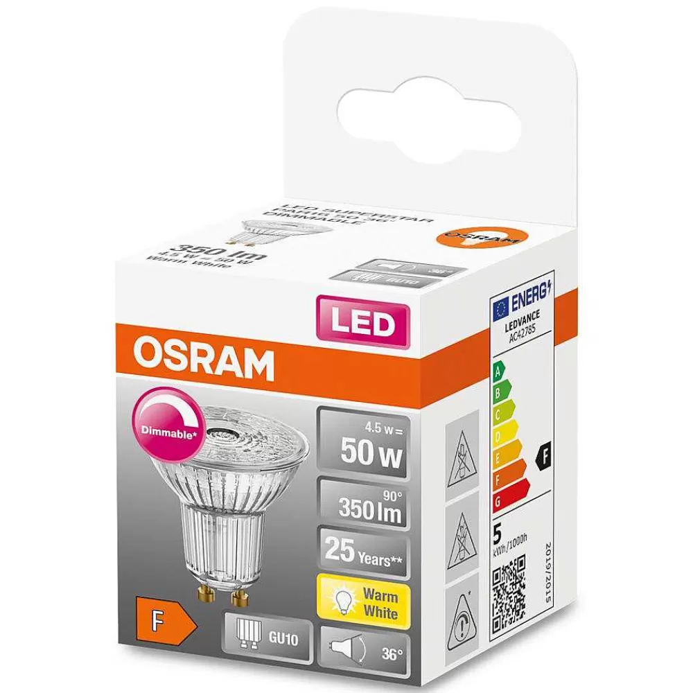Luminaires Osram Osram Led Superstar Led Gu10 4,5 Watt 2700 Kelvin 350 Lumen